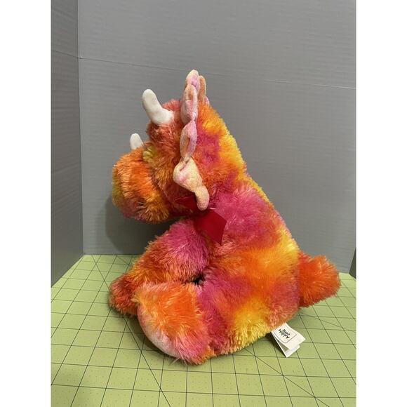 Kellytoy Bee Happy Valentines Day Rhino Plush Rhinoceros Pink Yellow Orange 12" - Picture 2 of 12